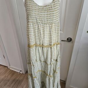 Free People Cream and Gold Patterned Maxi Dress